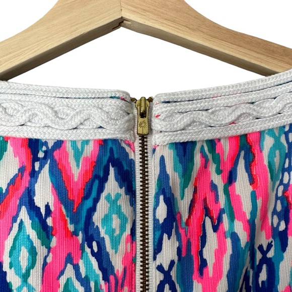 Lilly Pulitzer Gabby Shift Dress in Tiki Pink with Embellished Neckline Size 0 - Picture 9 of 11